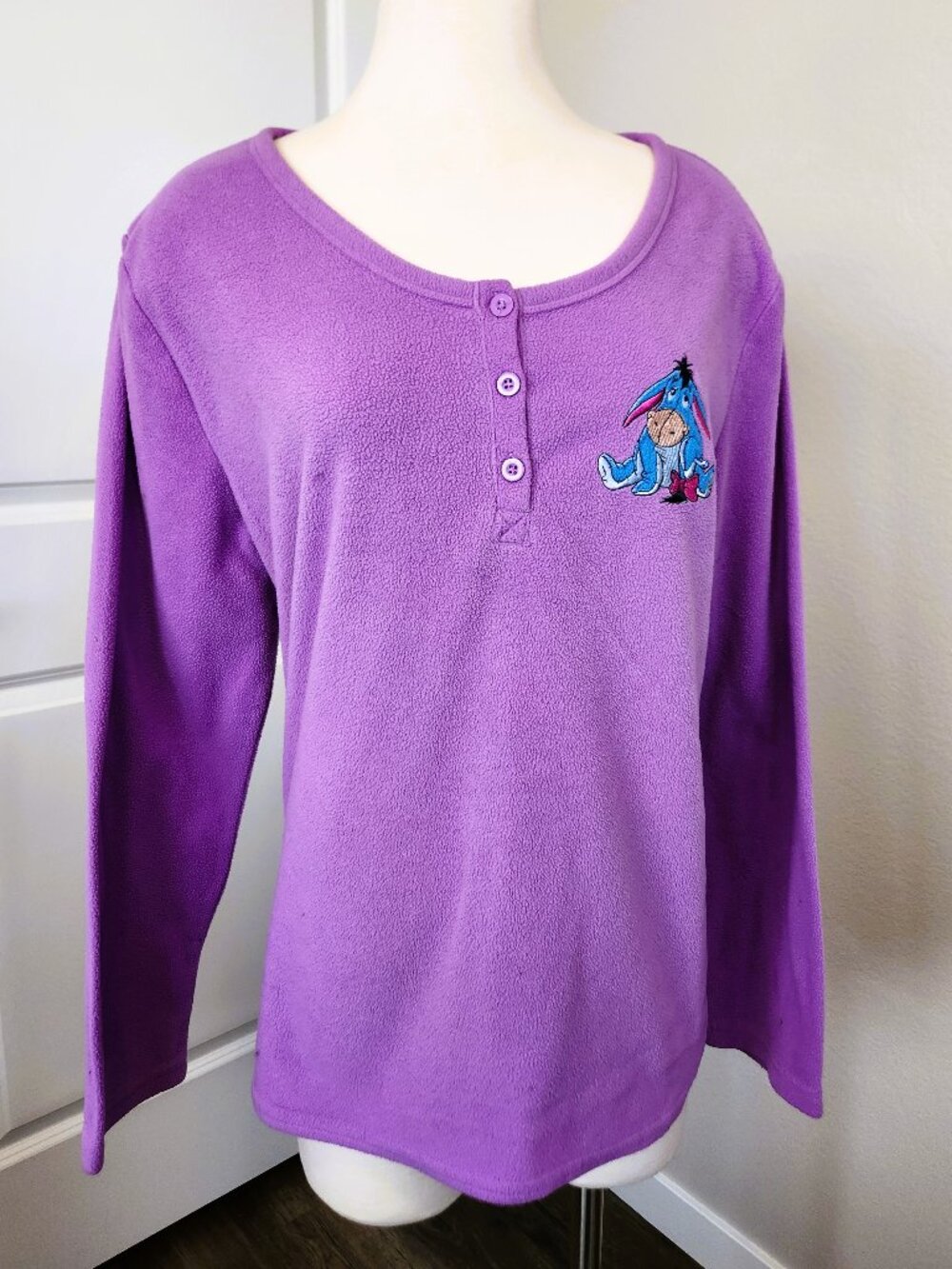 Disney Winnie the Pooh Eeyore Long Sleeved Fleece Sleep Shirt Size Women's 2X